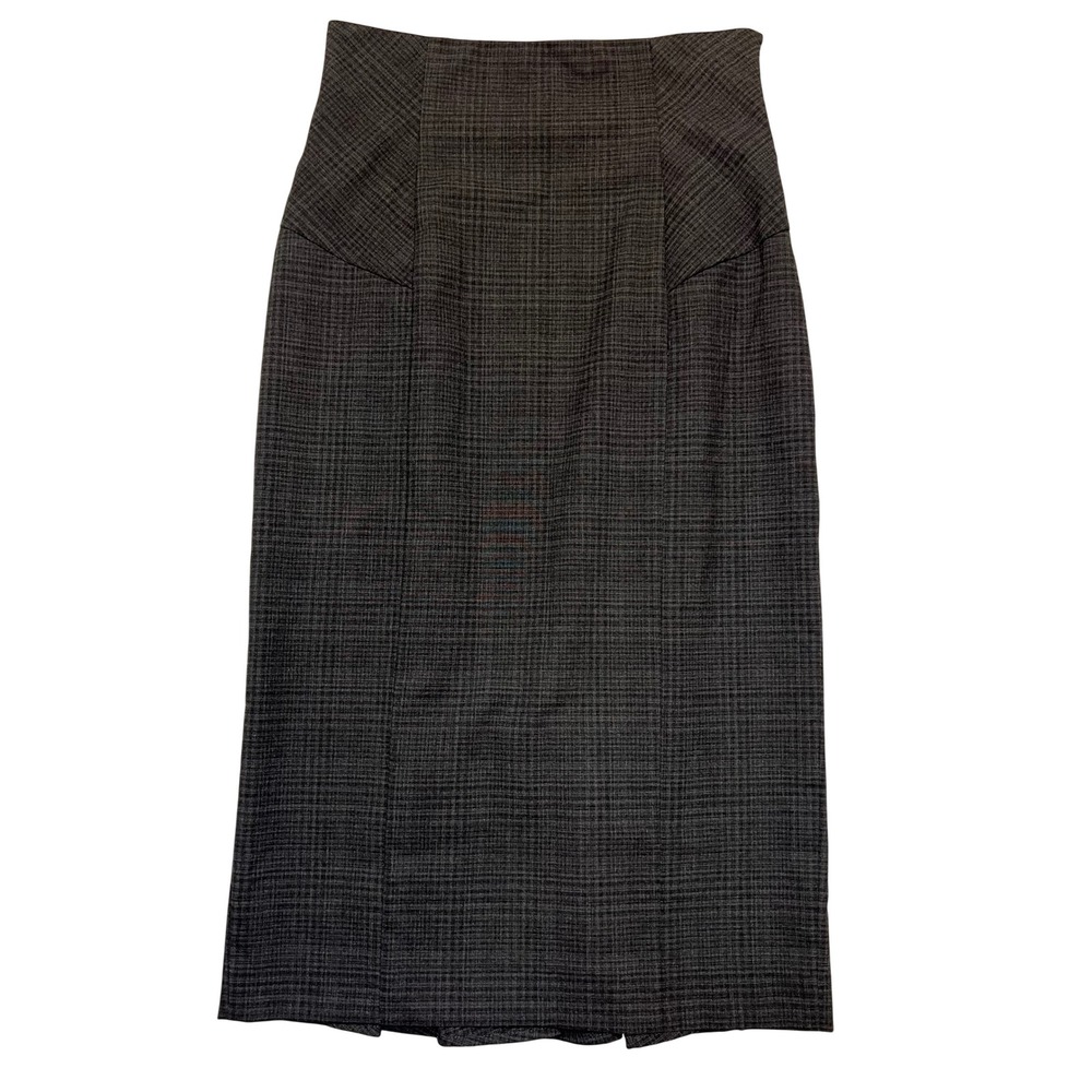 Body By Victoria Gray Plaid High Waist Dark Academia Midi Skirt Size 4